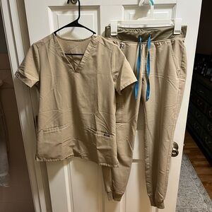 Figs tan/beige scrub set